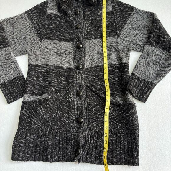 Banana Republic Merino Wool Cardigan Sweater Women's S Stripe Gray Duster Long - Picture 6 of 7
